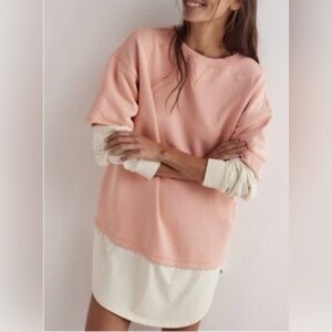 We The Free Skater Boy Twofer Pink and Cream Long Sleeve Tee